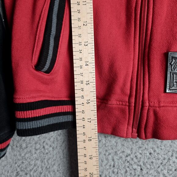 Star Wars Darth Vader Varsity Jacket Boys 7 8 Red Black Disney Graphic Fleece - Picture 11 of 15